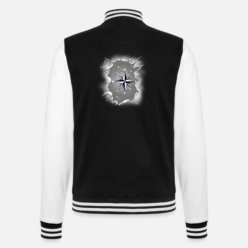 Möwen Möwe Kompass maritim - College-Sweatjacke - Schwarz/Weiß