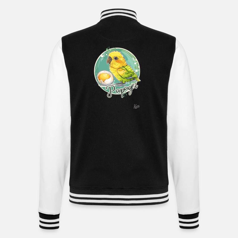Parrot Egg: Parrot and Egg - College Sweat Jacket - black/white
