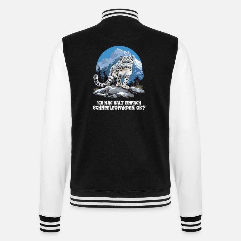 Snow Leopard Schneeleoparden Schneeleopard - College Sweat Jacket - black/white
