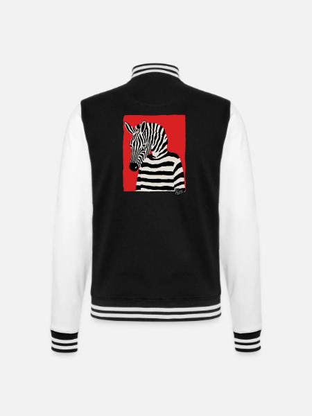 Cartoon Comic Kunst eines Zebra mit Pullover - College-Sweatjacke - Schwarz/Weiß
