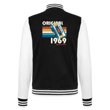 55. Geburtstag Kassette Juli 1969 Jahrgang 1969 - College-Sweatjacke - Schwarz/Weiß - Hinten - Marisol (170cm)