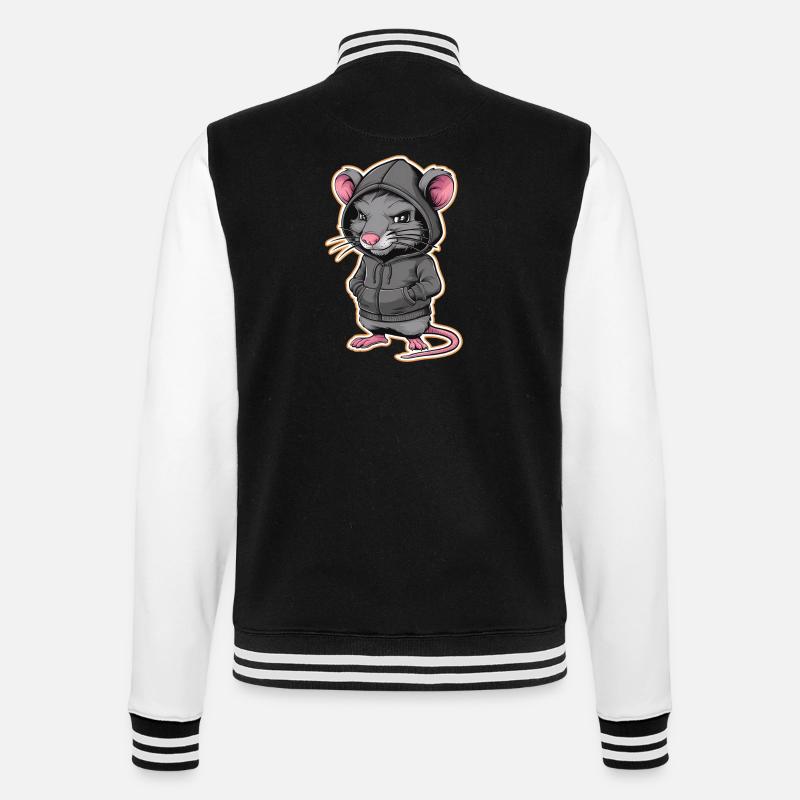 Rat cool dans un sweat à capuche élégant - Funny Animals - Veste Teddy - noir/blanc
