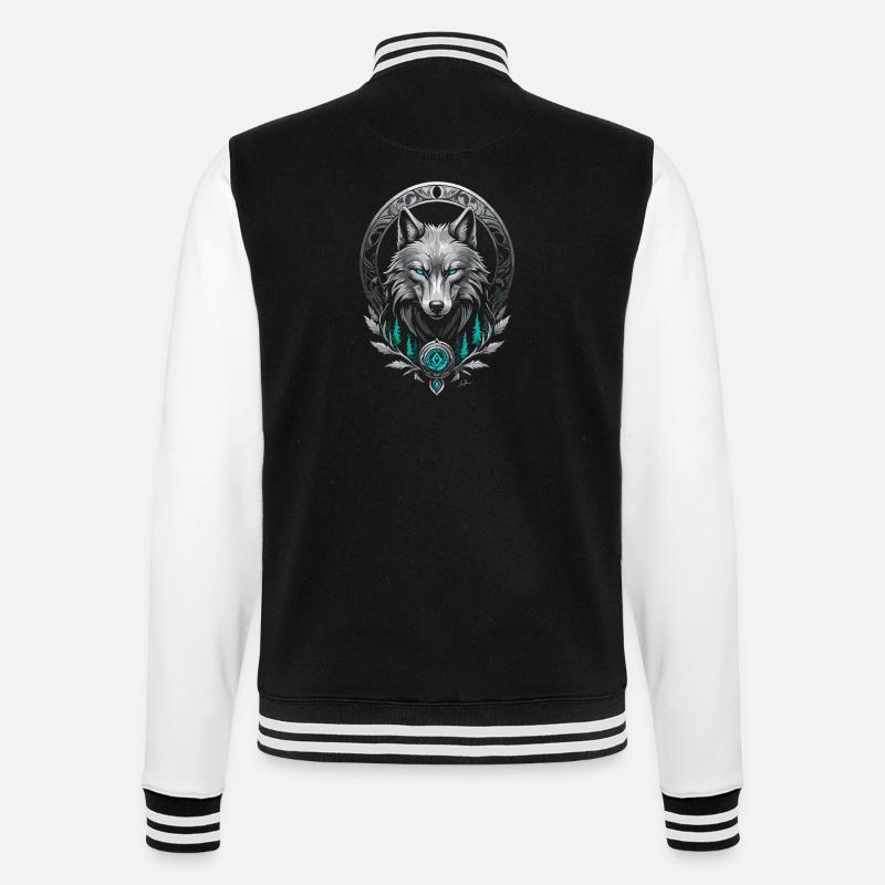 Medieval Arctic Wolf - College Sweat Jacket - black/white