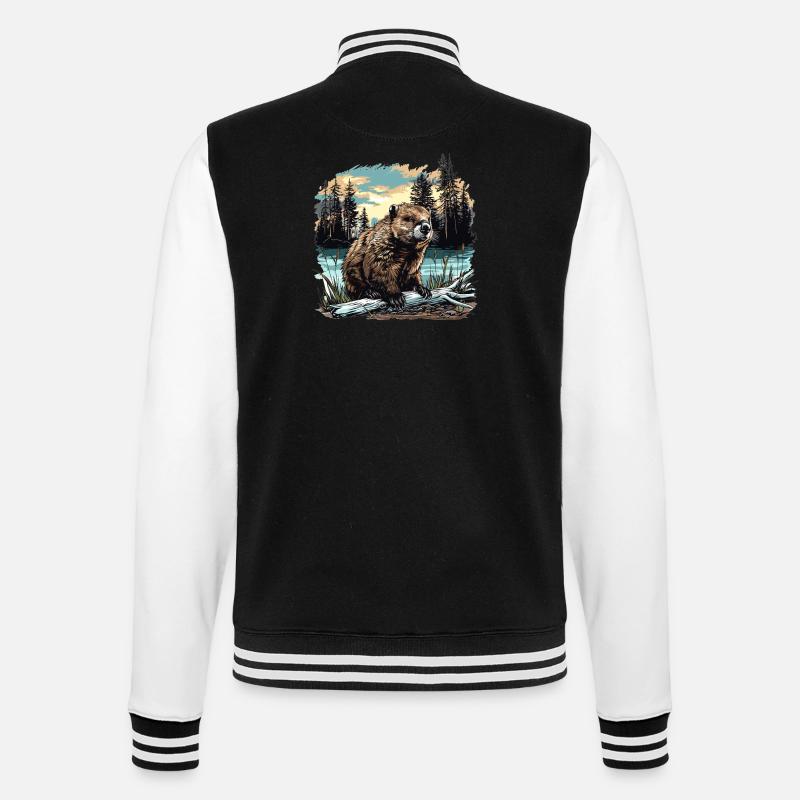 Beaver Biber - College Sweat Jacket - black/white