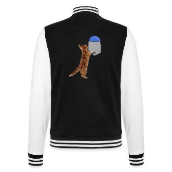 Cat Reaching For Wool Ball In Your Fake Pocket Fun - College Sweat Jacket - black/white - Back - Marisol (170cm)