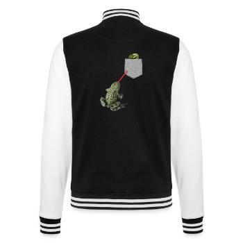 Frog Tongue Reaching For Tadpole In Your Pocket - College Sweat Jacket - black/white - Back - Marisol (170cm)