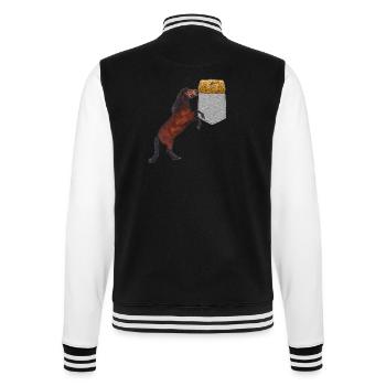 Pferd, das Nach Heu In Ihrer Falschen Tasche Greift Lustig - College-Sweatjacke - Schwarz/Weiß - Hinten - Marisol (170cm)