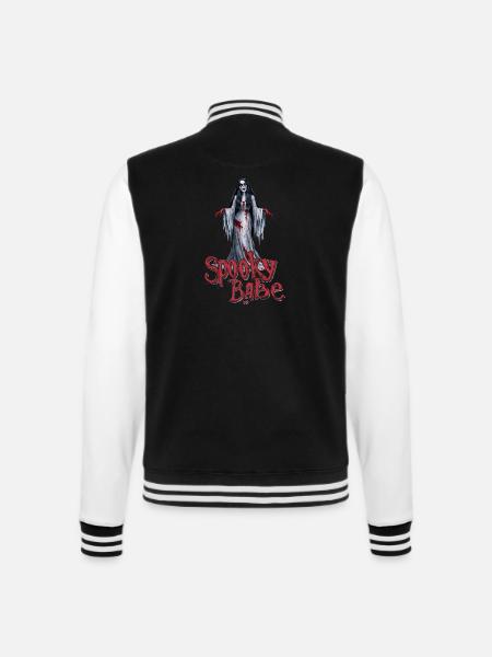 Spooky Babe Retro Blutiges Damen Horror Kostüm - College-Sweatjacke - Schwarz/Weiß