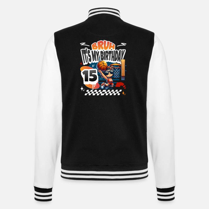 15e anniversaire de basket-ball - Veste Teddy - noir/blanc