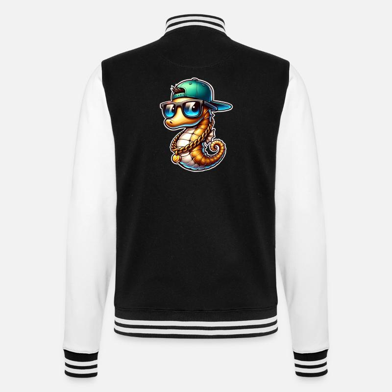 Seepferd Seepferdchen - College-Sweatjacke - Schwarz/Weiß