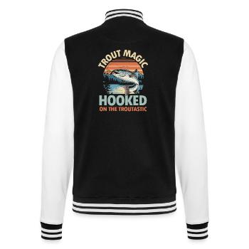 Trout Magic Hooked on the Troutastic - College-Sweatjacke - Schwarz/Weiß - Hinten - Marisol (170cm)