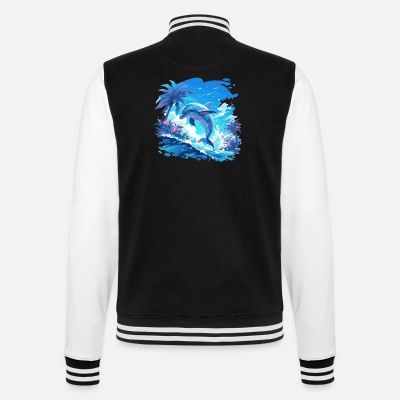 Dolphin Dolphins Dolphin - College Sweat Jacket - black/white