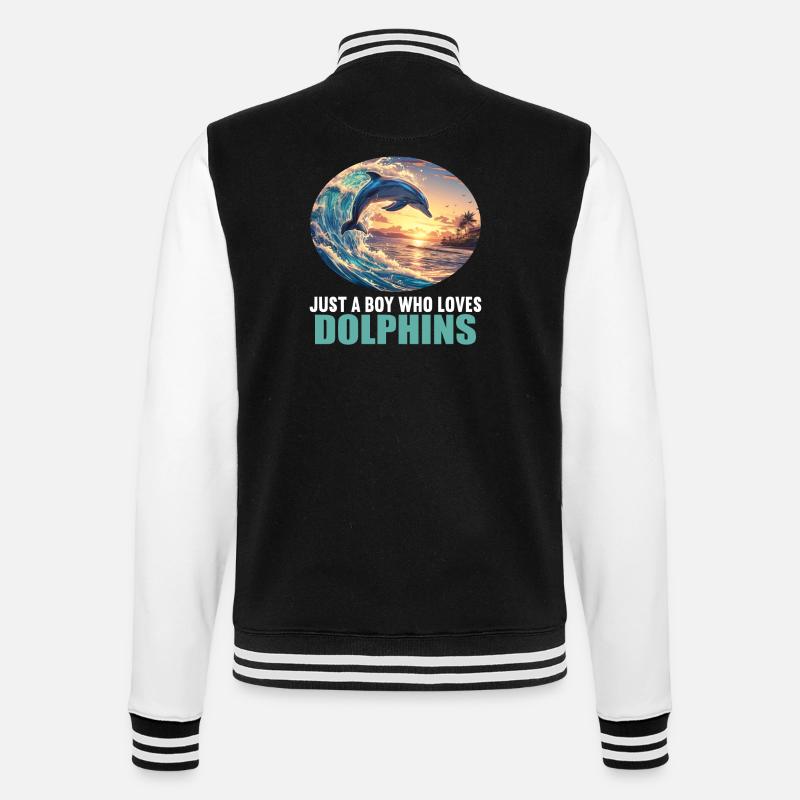 Dolphin Dolphins Dolphin - College Sweat Jacket - black/white