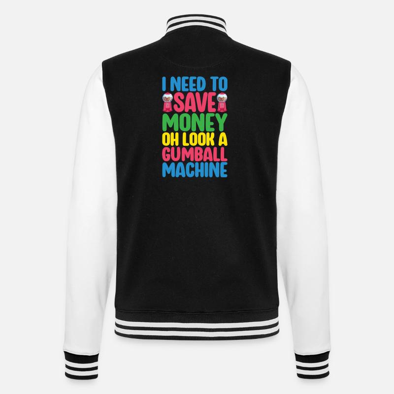 Gumball Machine Chewing Gum Machine - College Sweat Jacket - black/white