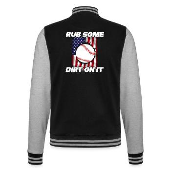 Baseball Sport Baseballspieler Pitcher Catcher USA - College-Sweatjacke - Schwarz/Grau meliert - Hinten - Marisol (170cm)