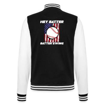 Baseball Sport Baseballspieler Pitcher Catcher USA - College-Sweatjacke - Schwarz/Weiß - Hinten - Marisol (170cm)
