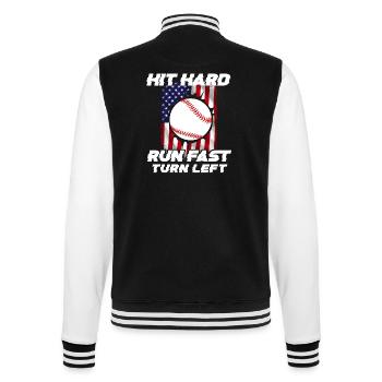Baseball Sport Baseballspieler Pitcher Catcher USA - College-Sweatjacke - Schwarz/Weiß - Hinten - Marisol (170cm)