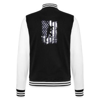 Baseball Sport Baseballspieler Pitcher Catcher USA - College-Sweatjacke - Schwarz/Weiß - Hinten - Marisol (170cm)
