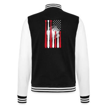 Baseball Sport Baseballspieler Pitcher Catcher USA - College-Sweatjacke - Schwarz/Weiß - Hinten - Marisol (170cm)
