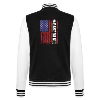 Baseball Sport Baseballspieler Pitcher Catcher USA - College-Sweatjacke - Schwarz/Weiß - Hinten - Marisol (170cm)