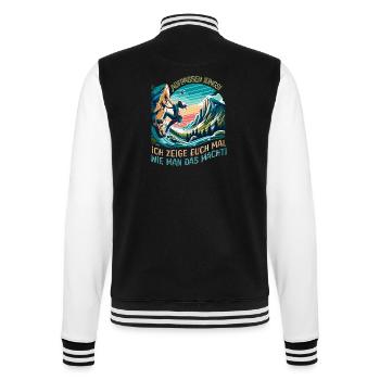 Abenteuer Bouldern – Kletter-Design für Frauen - College-Sweatjacke - Schwarz/Weiß - Hinten - Marisol (170cm)