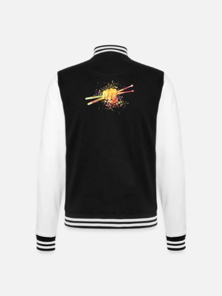 Schlagzeug Drums Drumstick Drummer Musik Band Rock - College-Sweatjacke - Schwarz/Weiß