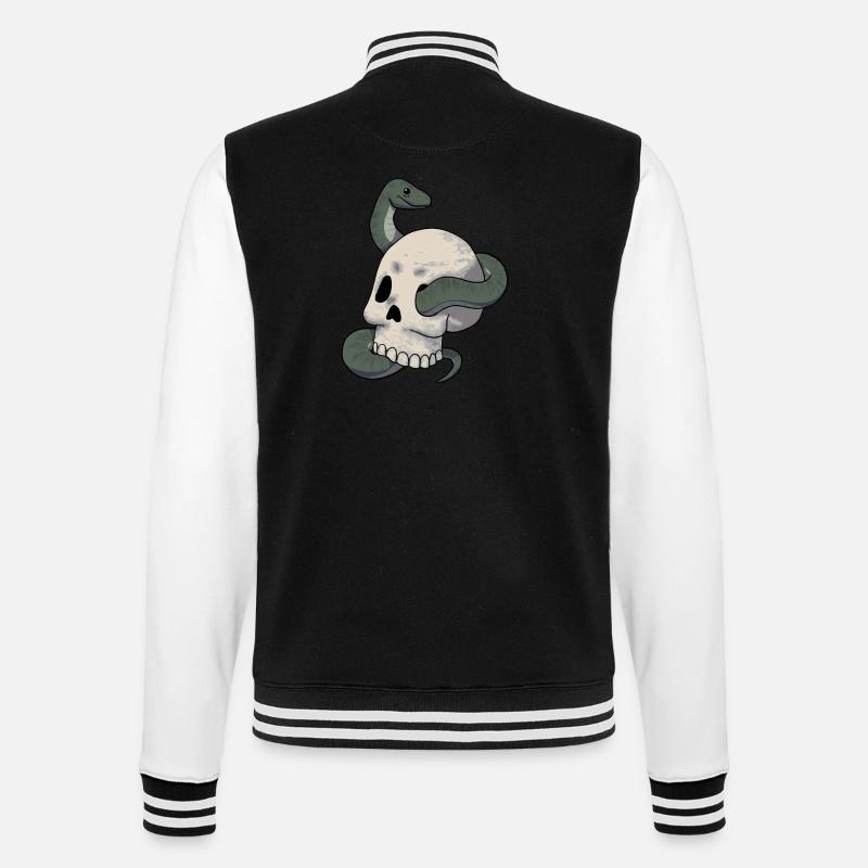 Schlange und Schädel - College-Sweatjacke - Schwarz/Weiß