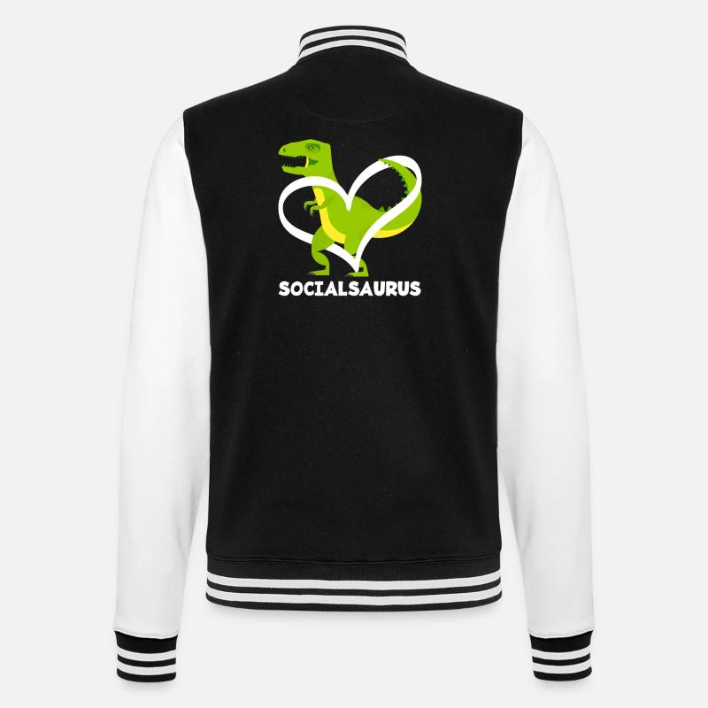 Socialsaurus Dinosaur Heart - College Sweat Jacket - black/white