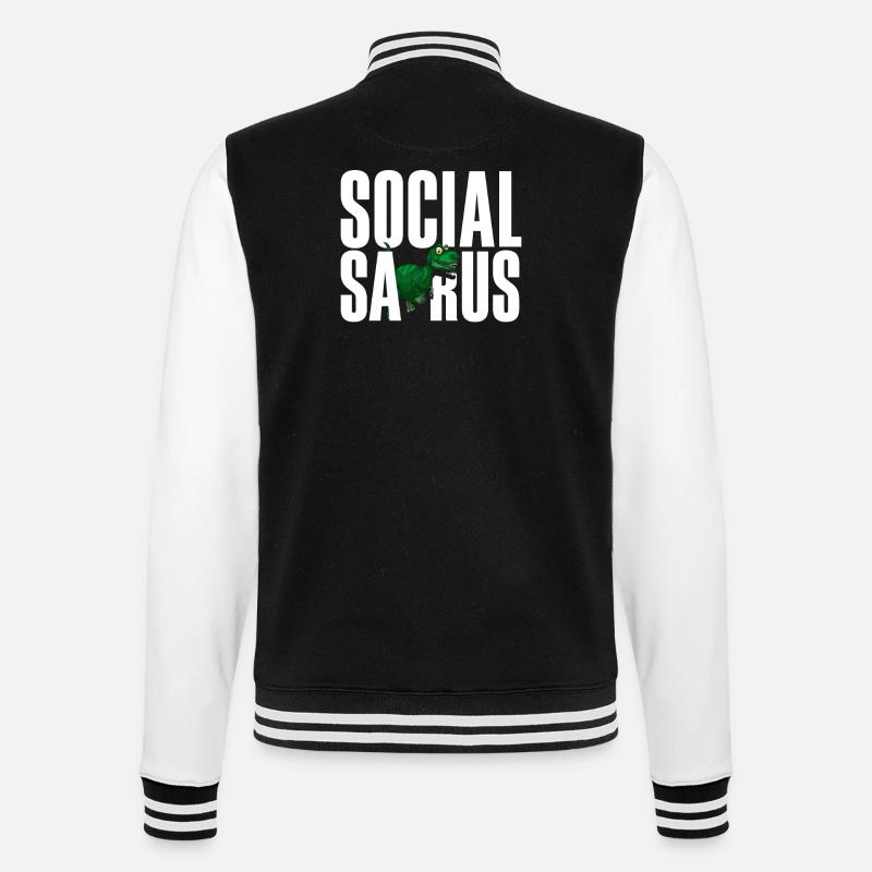 Social Saurus Dinosaur Funny - College Sweat Jacket - black/white