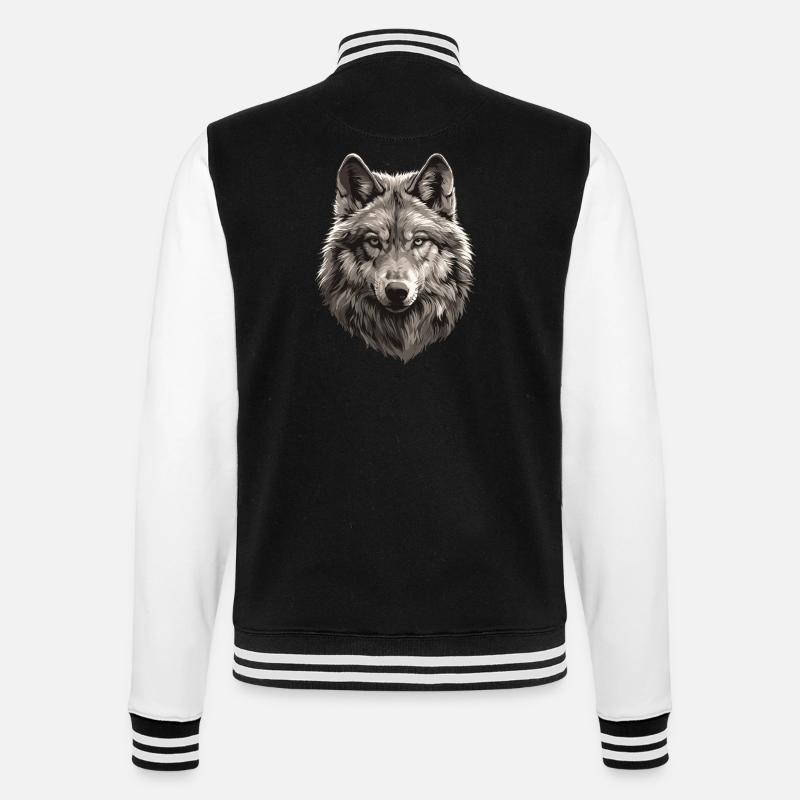 Wölfe Wolf - College-Sweatjacke - Schwarz/Weiß
