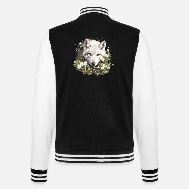 Wölfe Wolf - College-Sweatjacke - Schwarz/Weiß
