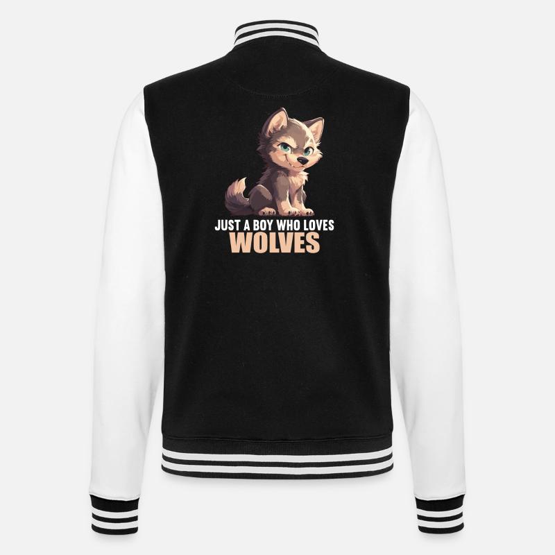 Wölfe Wolf - College-Sweatjacke - Schwarz/Weiß