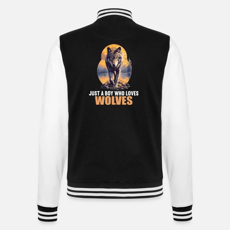 Wölfe Wolf - College-Sweatjacke - Schwarz/Weiß