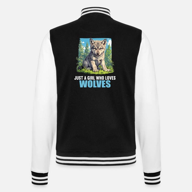 Wolves Wolf - College Sweat Jacket - black/white