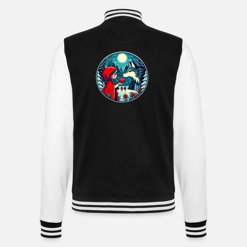 Märchen Rotkäppchen Wolf Kinder Niedlich Fantasie - College-Sweatjacke - Schwarz/Weiß