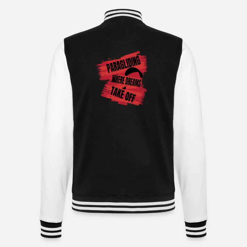 Paragliding – Where Dreams Take Off - College-Sweatjacke - Schwarz/Weiß
