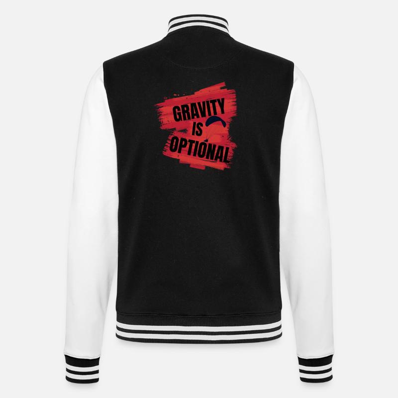 Gravity Is Optional – Paragliding Design - College-Sweatjacke - Schwarz/Weiß