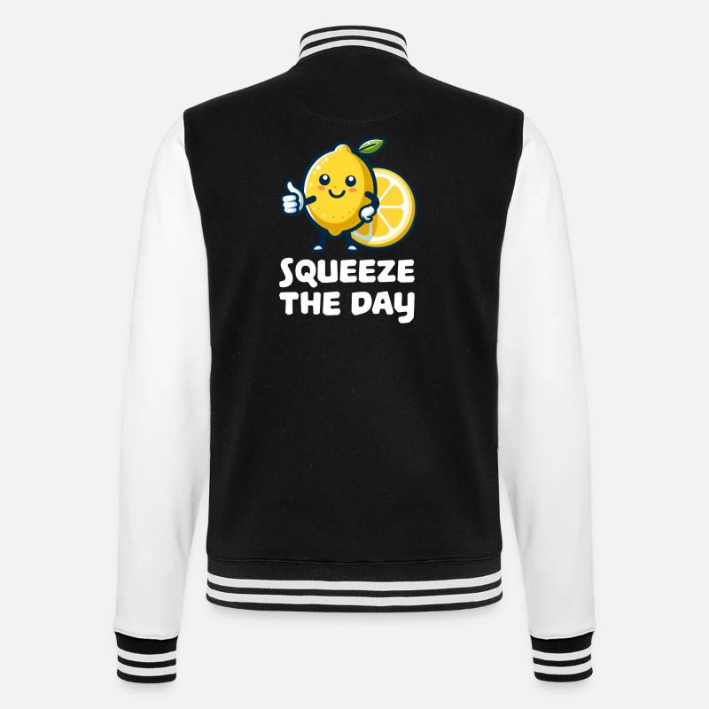 Squeeze the Day Lemon - College Sweat Jacket - black/white