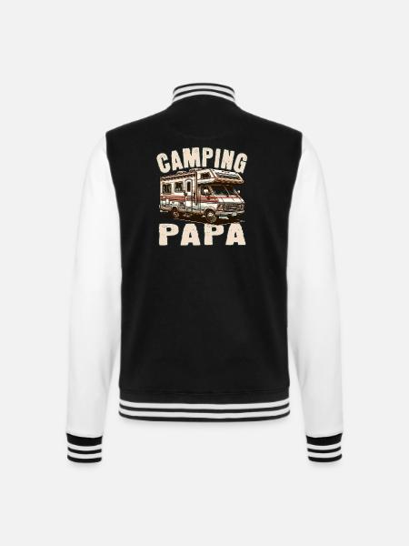 Camping Papa - College-Sweatjacke - Schwarz/Weiß