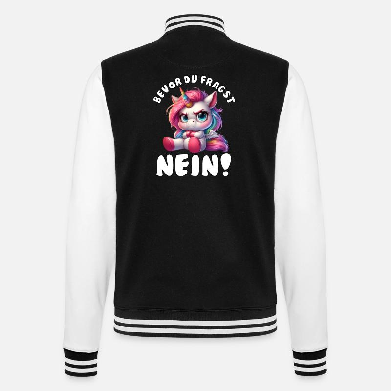 Lustiges Einhorn mit Spruch - College-Sweatjacke - Schwarz/Weiß