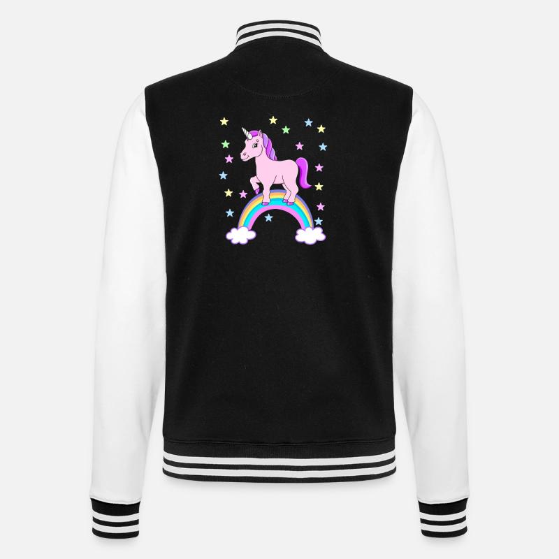 Einhorn Regenbogen Geschenkidee - College-Sweatjacke - Schwarz/Weiß