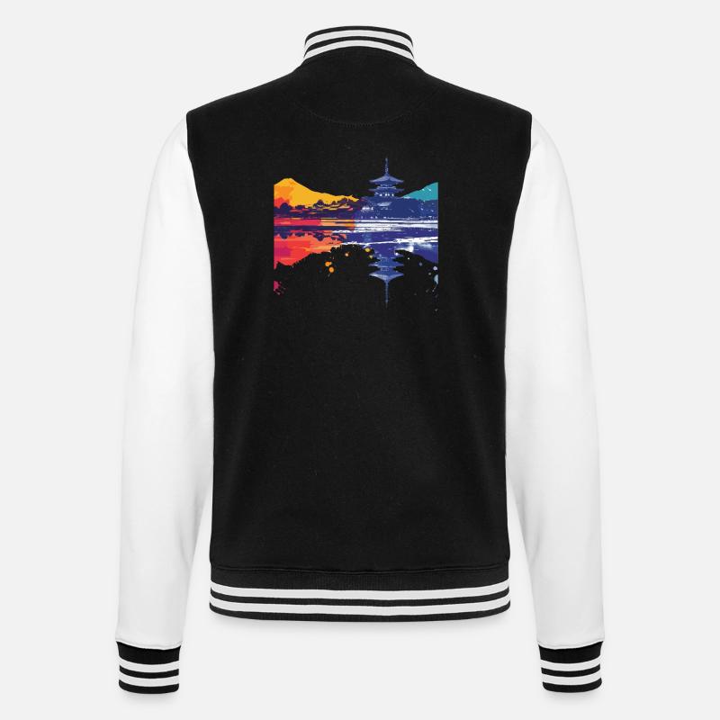 Kamakura - College-Sweatjacke - Schwarz/Weiß