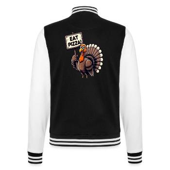 Drôle de dinde « manger de la pizza » Design - Veste Teddy - noir/blanc - Dos - Marisol (170cm)