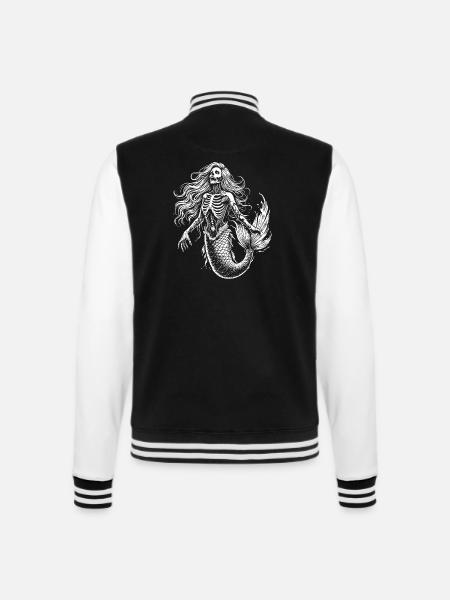 Mermaid Zombie Skeleton - College Sweat Jacket - black/white