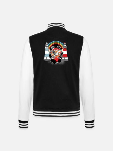 maritim Leuchtturm Leuchttürme Möwe Möwen - College-Sweatjacke - Schwarz/Weiß