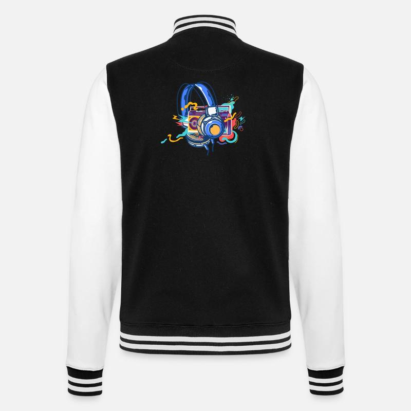 Techno Lover Bunte Kopfhörer Musik - College-Sweatjacke - Schwarz/Weiß