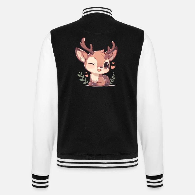 Deer Deer - College Sweat Jacket - black/white