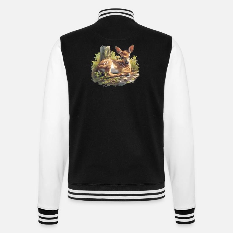 Deer Deer - College Sweat Jacket - black/white