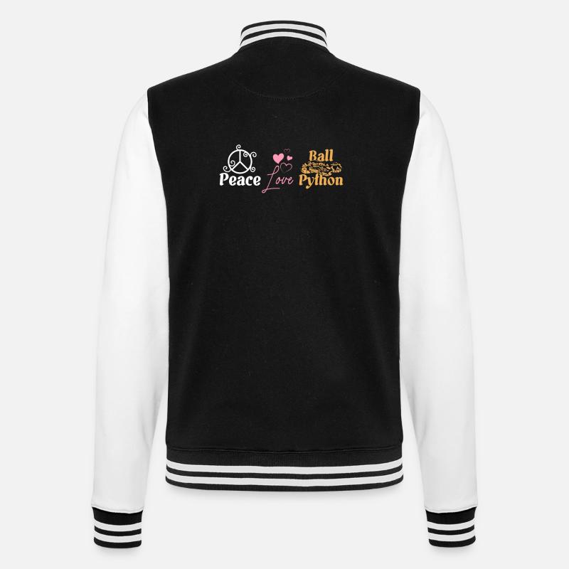 Peace love ball python - College Sweat Jacket - black/white