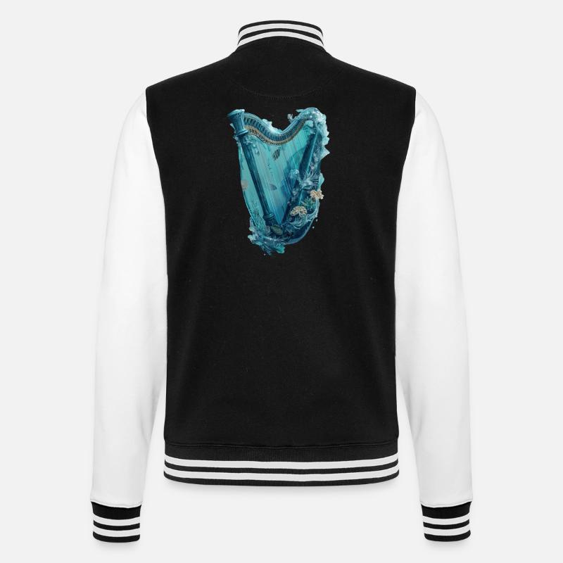 Fisch Harfe - College-Sweatjacke - Schwarz/Weiß